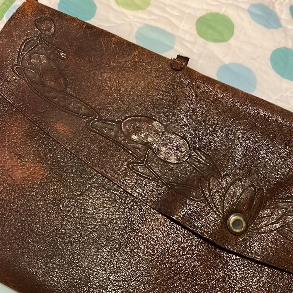 Vintage leather clutch wrap - Picture 3 of 8
